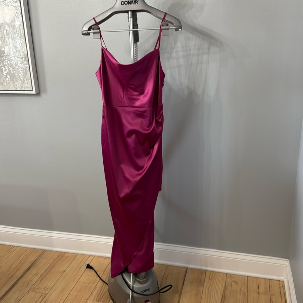 NWT Fushia Silk wrap dress size L